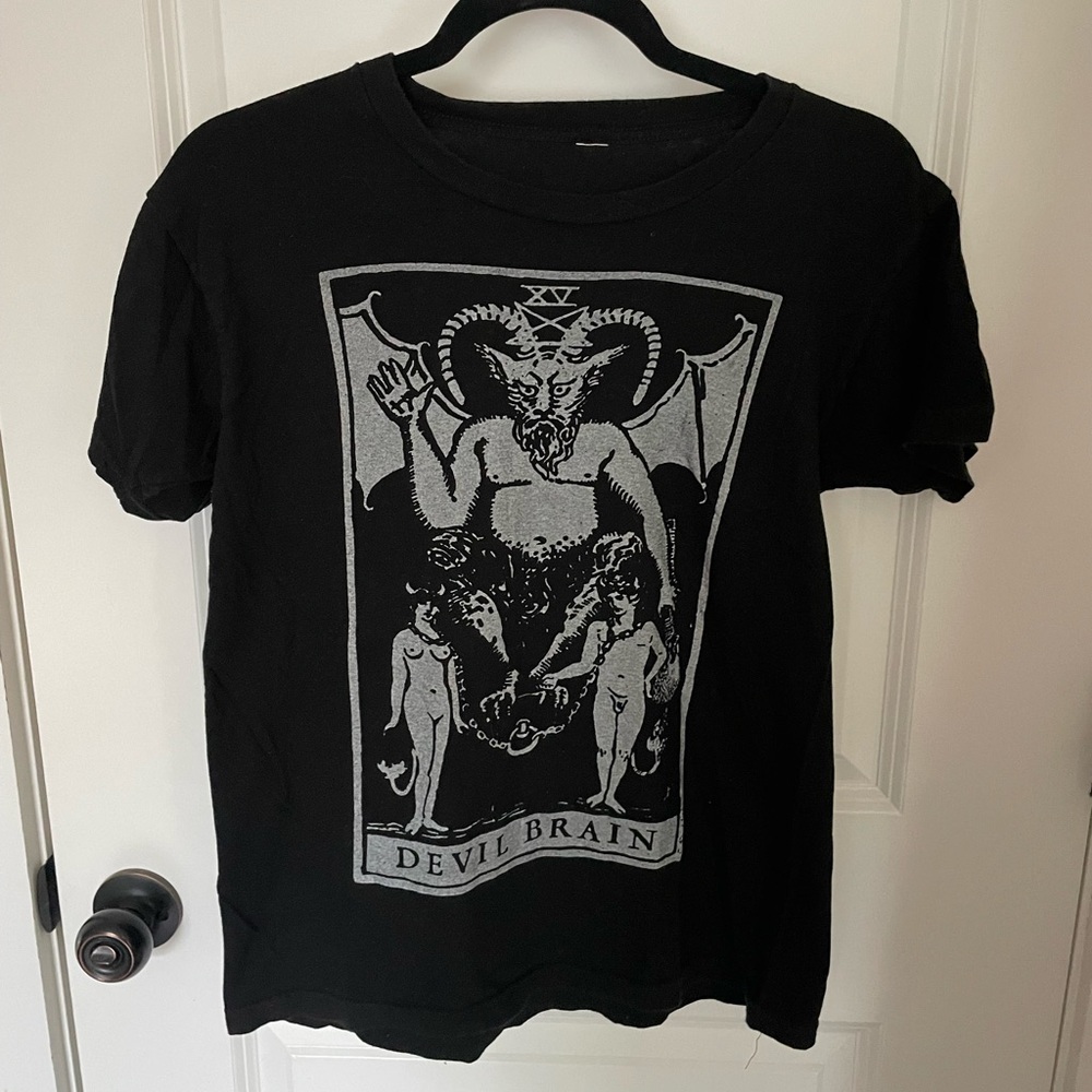 Ancient VVisdom Devil Brain Metal Band Tshirt Mens Small Black w/ White Graphics